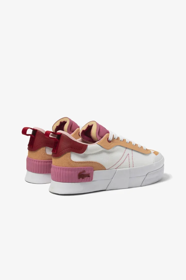 Footwear-LACOSTE WOMENS L004 PLATFORM - PINK/ORANGE