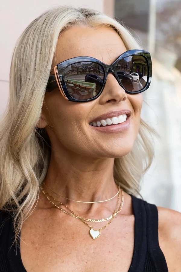 Sunglasses-LOCELLO SAMARA SUNGLASSES - BLACK
