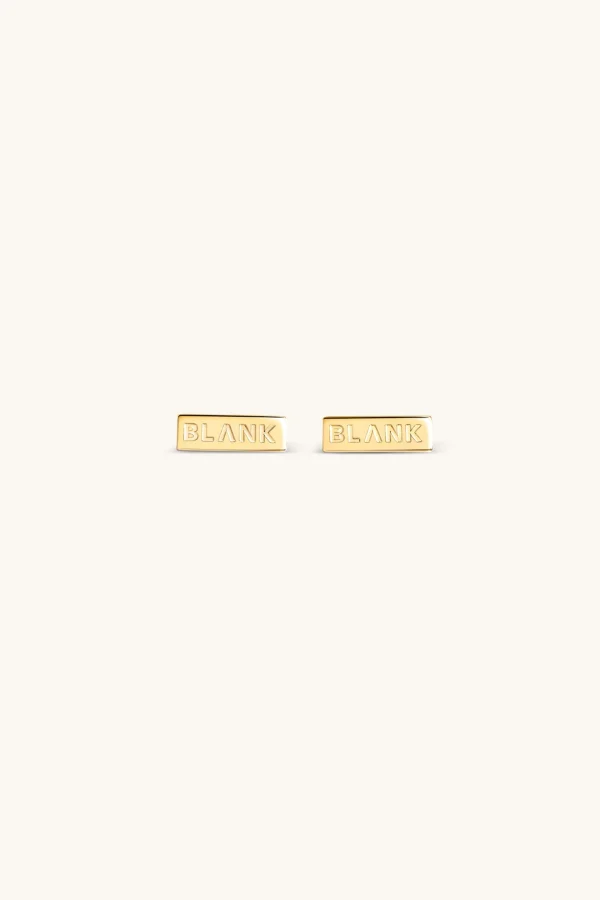 18Kt Gold Plated | Jewellery-BLANK SPACE. LOGO STUD EARRINGS 18KT GOLD