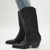 Footwear-MOLLINI RIDING WESTERN BOOT BLACK LEATHER