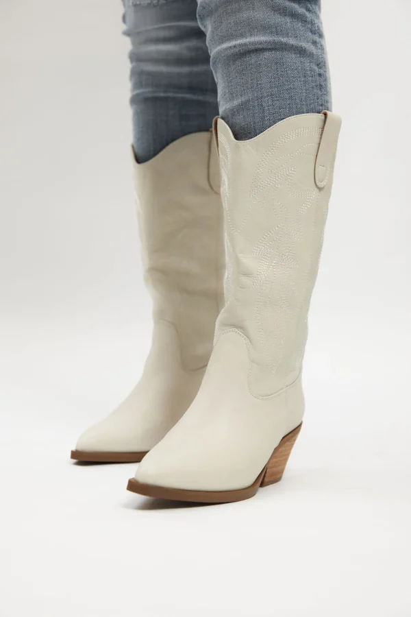 Footwear-MOLLINI RIDING WESTERN BOOT OATMILK LEATHER