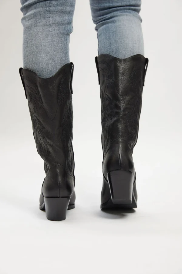 Footwear-MOLLINI RIDING WESTERN BOOT BLACK LEATHER