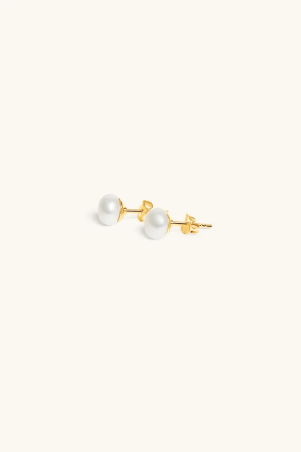 Freshwater Pearls | 18Kt Gold Plated-BLANK SPACE. PEARL STUD EARRINGS 18KT GOLD