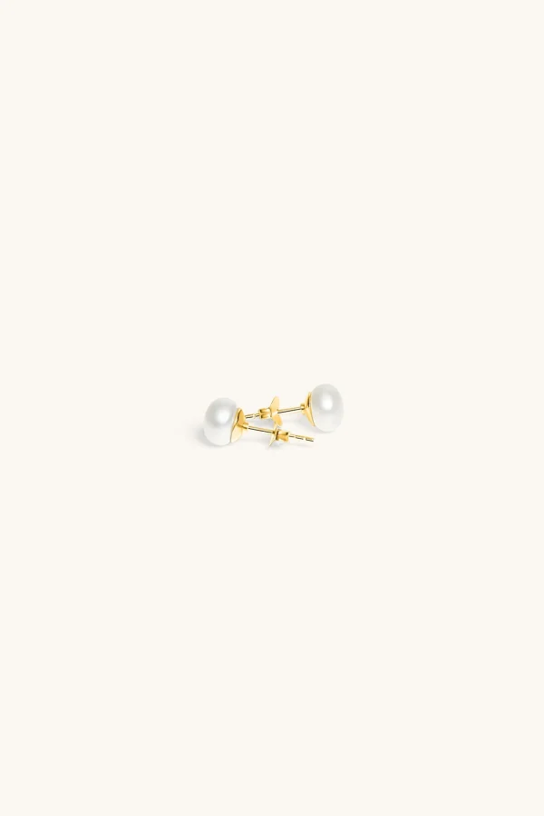 Freshwater Pearls | 18Kt Gold Plated-BLANK SPACE. PEARL STUD EARRINGS 18KT GOLD
