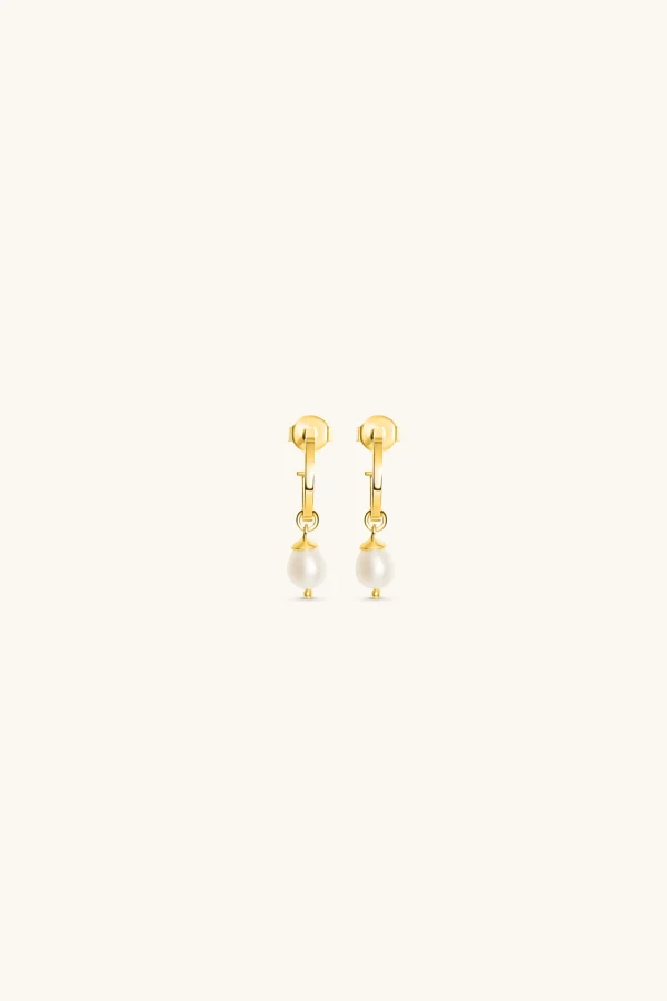 Freshwater Pearls | 18Kt Gold Plated-BLANK SPACE. PRETTY PEARL HOOP EARRINGS 18KT GOLD
