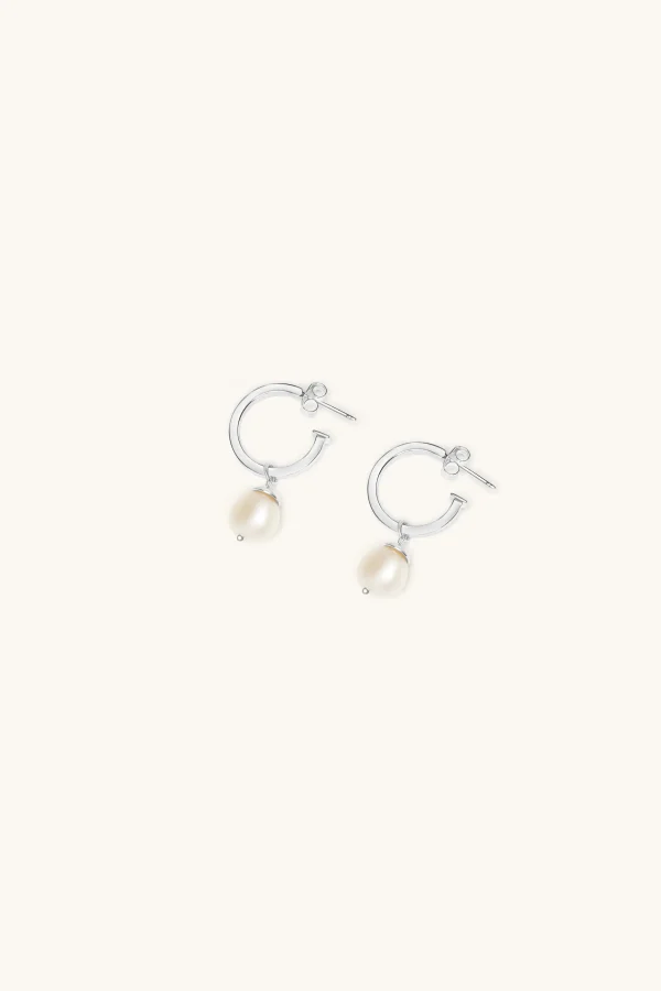 Freshwater Pearls | 925 Sterling Silver-BLANK SPACE. PRETTY PEARL HOOP EARRINGS