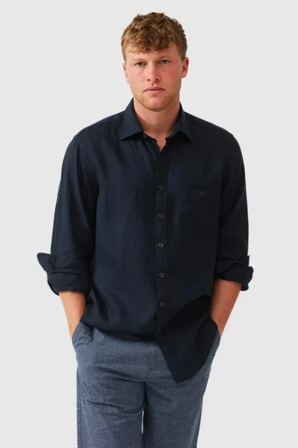 Shirts-RODD & GUNN CABLE BAY LS SHIRT MIDNIGHT