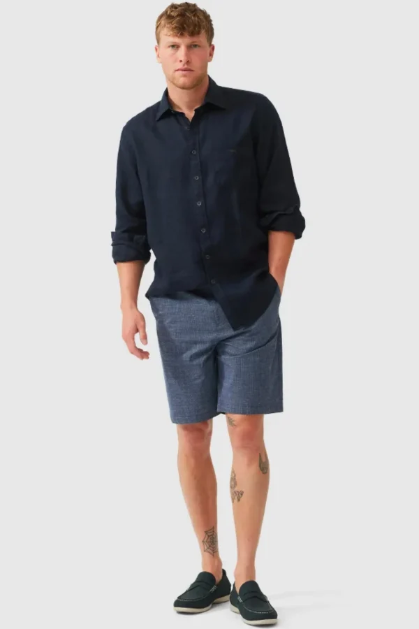 Shirts-RODD & GUNN CABLE BAY LS SHIRT MIDNIGHT