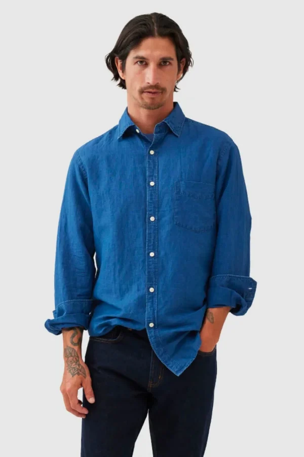 Shirts-RODD & GUNN CLIFTON LS SPORTS FIT SHIRT MID BLUE