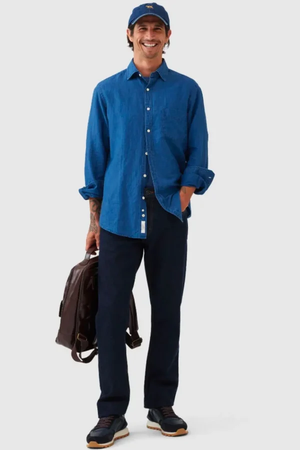 Shirts-RODD & GUNN CLIFTON LS SPORTS FIT SHIRT MID BLUE