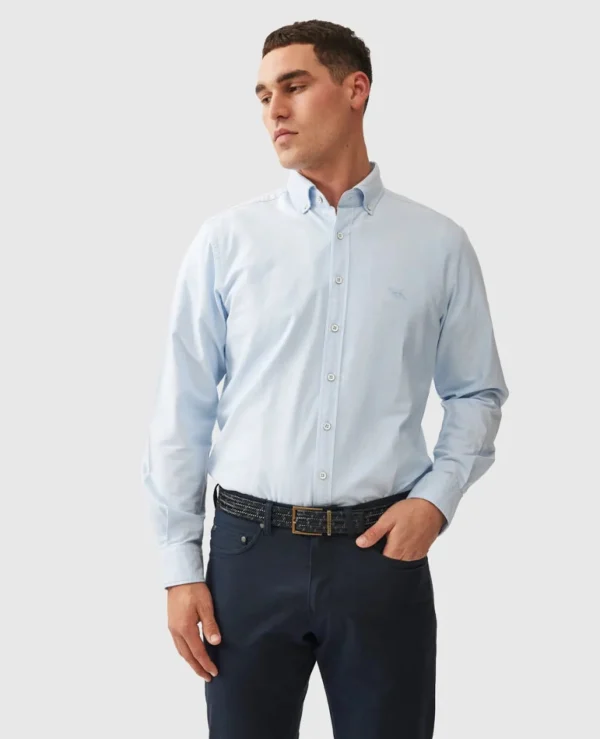 Shirts-RODD & GUNN OXFORD LS SPORTS FIT SHIRT POWDER BLUE