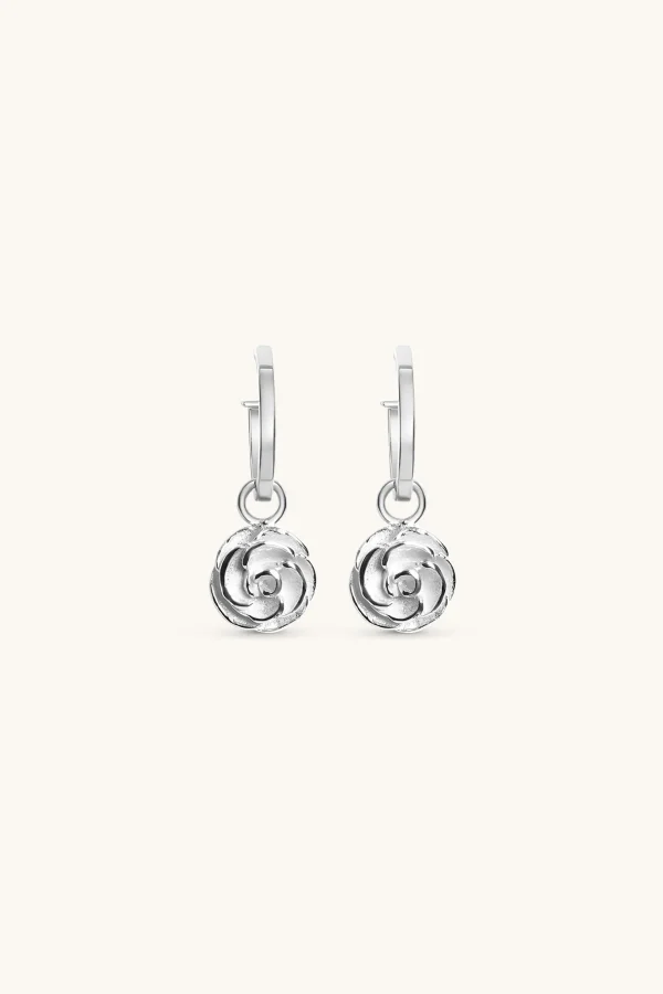 925 Sterling Silver | Jewellery-BLANK SPACE. ROSE HOOP EARRINGS