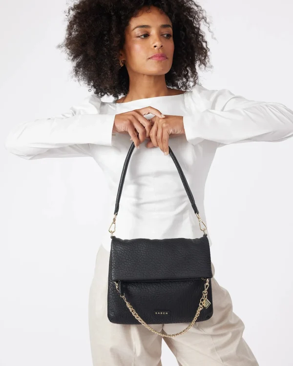 Bags & Wallets-SABEN DARIA SHOULDER BAG BLACK BUBBLE