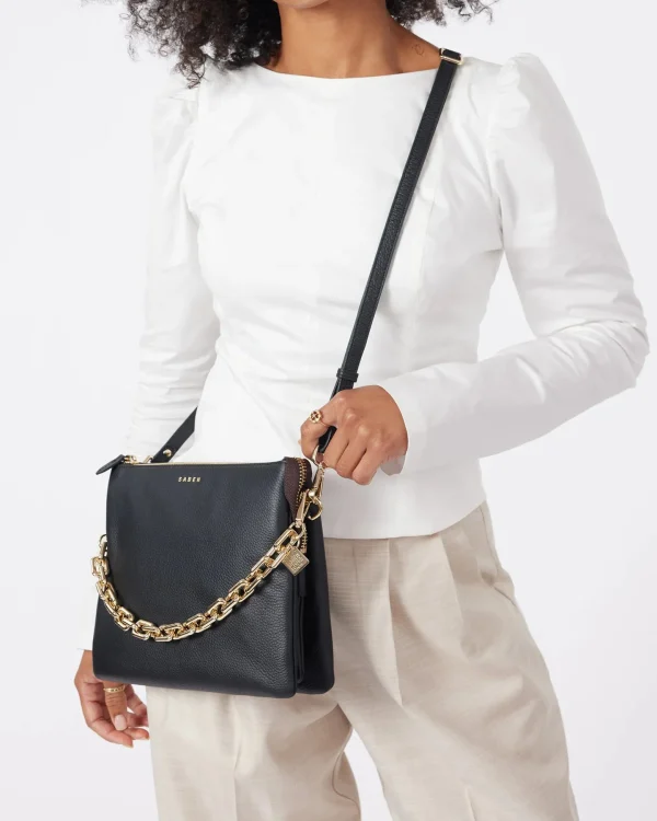 Bags & Wallets-SABEN MATILDA CROSSBODY BAG BLACK + CHUNKY CHAIN