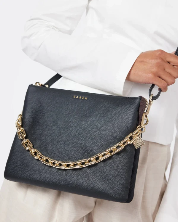 Bags & Wallets-SABEN MATILDA CROSSBODY BAG BLACK + CHUNKY CHAIN