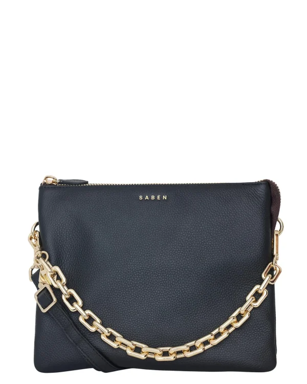 Bags & Wallets-SABEN MATILDA CROSSBODY BAG BLACK + CHUNKY CHAIN
