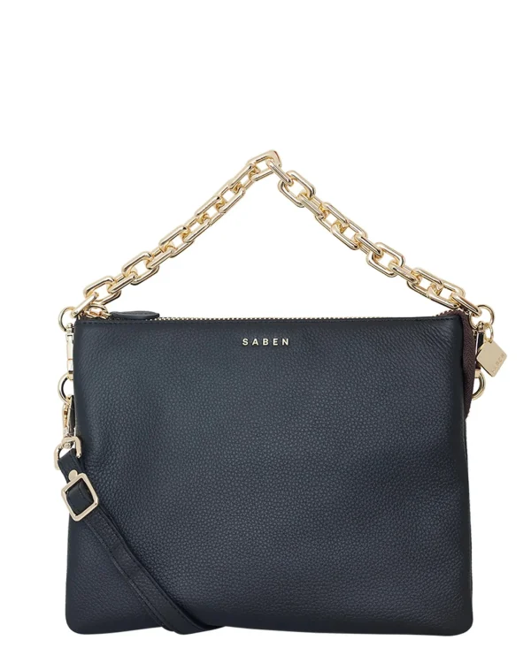 Bags & Wallets-SABEN MATILDA CROSSBODY BAG BLACK + CHUNKY CHAIN