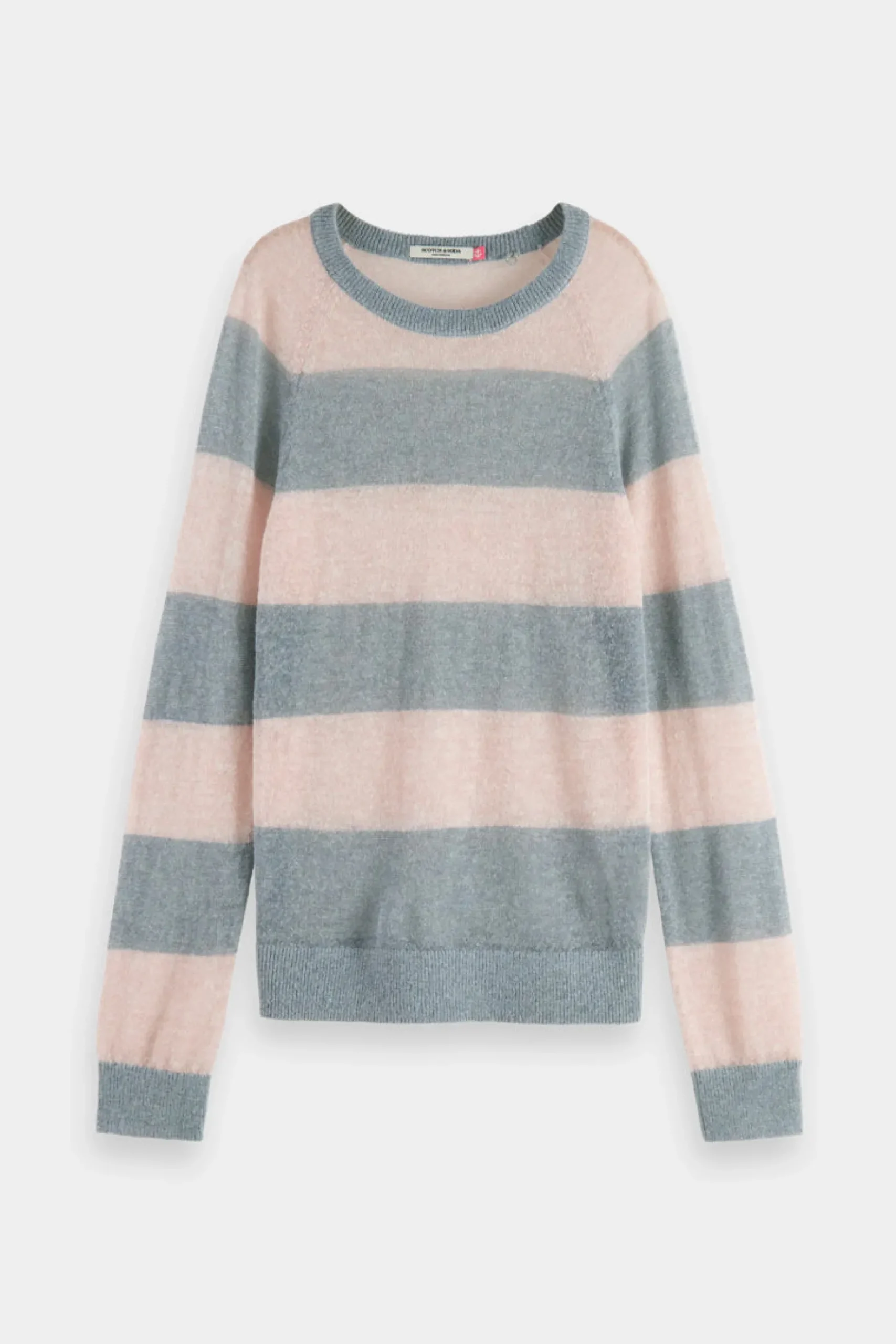 scotch__soda_block_stripe_0.webp Sweaters & Knitwear-SCOTCH & SODA BLOCK STRIPE RAGLAN PULLOVER SEA FLOWER