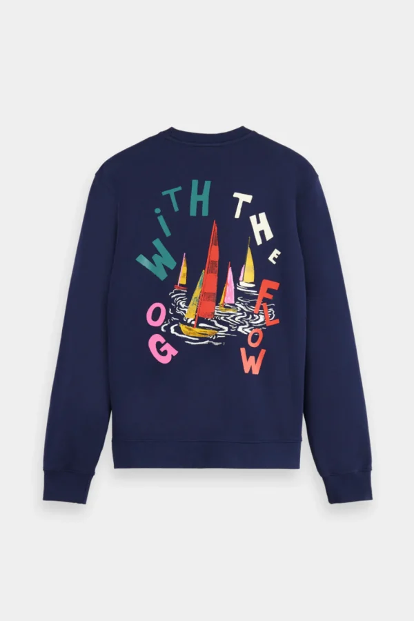 Sweaters & Knitwear-SCOTCH & SODA BOAT ARTWORK SWEATSHIRT NAVY BLUE