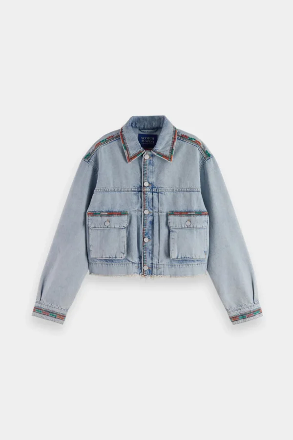 Coats & Jackets-SCOTCH & SODA CROPPED DENIM JACKET SEA STAR