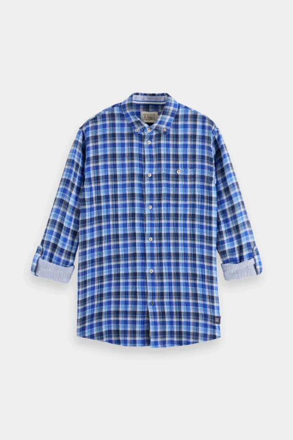 Shirts-SCOTCH & SODA DOUBLE FACE SHIRT BLUE CHECK