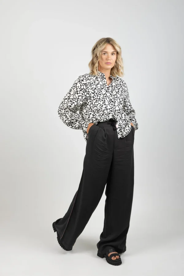Pants-SCOTCH & SODA ELENI PIPING PANT EVENING BLACK