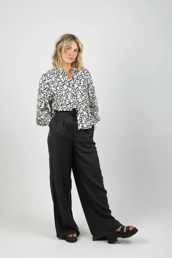 Pants-SCOTCH & SODA ELENI PIPING PANT EVENING BLACK