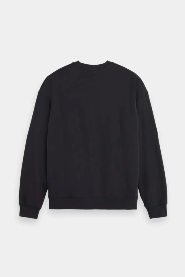Sweaters & Knitwear-SCOTCH & SODA ESSENTIALS LOGO SWEATSHIRT BLACK