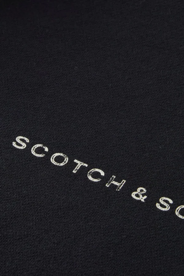 Sweaters & Knitwear-SCOTCH & SODA ESSENTIALS LOGO SWEATSHIRT BLACK