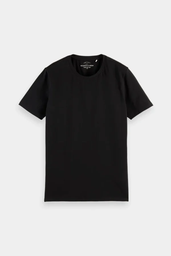 Tees & Tanks-SCOTCH & SODA ESSENTIALS ORGANIC COTTON T-SHIRT BLACK