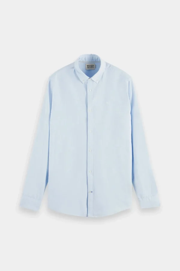 Shirts-SCOTCH & SODA ESSENTIALS ORGANIC OXFORD SHIRT BLUE