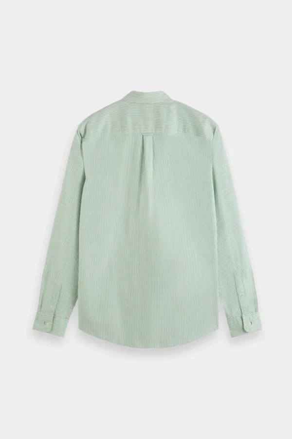 Shirts-SCOTCH & SODA ESSENTIALS ORGANIC OXFORD STRIPE SHIRT SEAFOAM