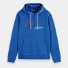 Sweaters & Knitwear-SCOTCH & SODA GARMENT DYE LOGO HOODIE BLUE