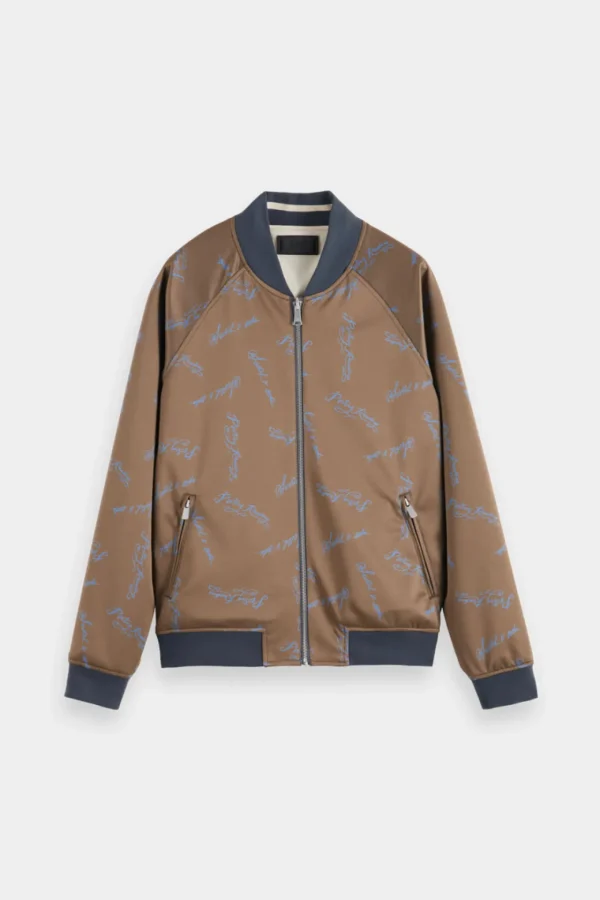 Coats & Jackets-SCOTCH & SODA JACQUARD REVERSIBLE BOMBER JACKET POETRY READING