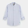 Shirts-SCOTCH & SODA LINEN ROLL UP SHIRT BLUE