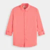 Shirts-SCOTCH & SODA LINEN ROLL UP SHIRT CORAL REEF