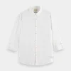 Shirts-SCOTCH & SODA LINEN ROLL UP SHIRT WHITE