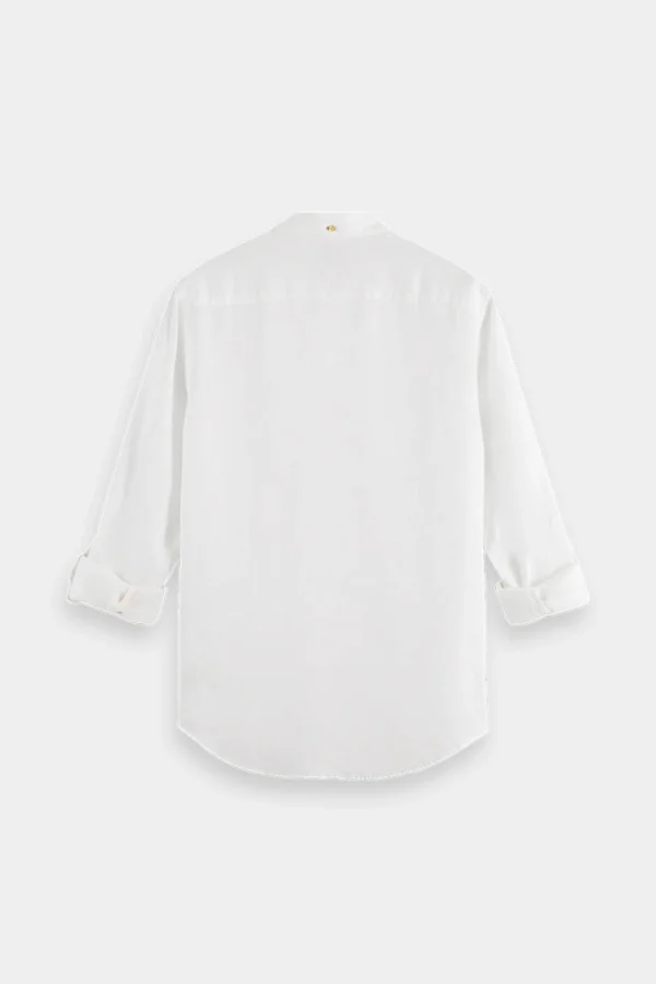Shirts-SCOTCH & SODA LINEN ROLL UP SHIRT WHITE