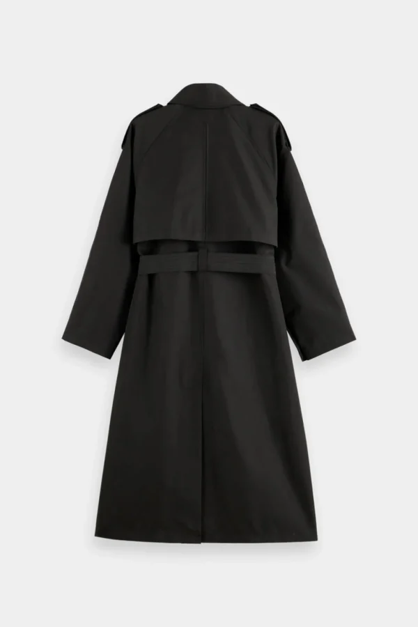 Coats & Jackets-SCOTCH & SODA OVERSIZED BELTED TRENCHCOAT EVENING BLACK