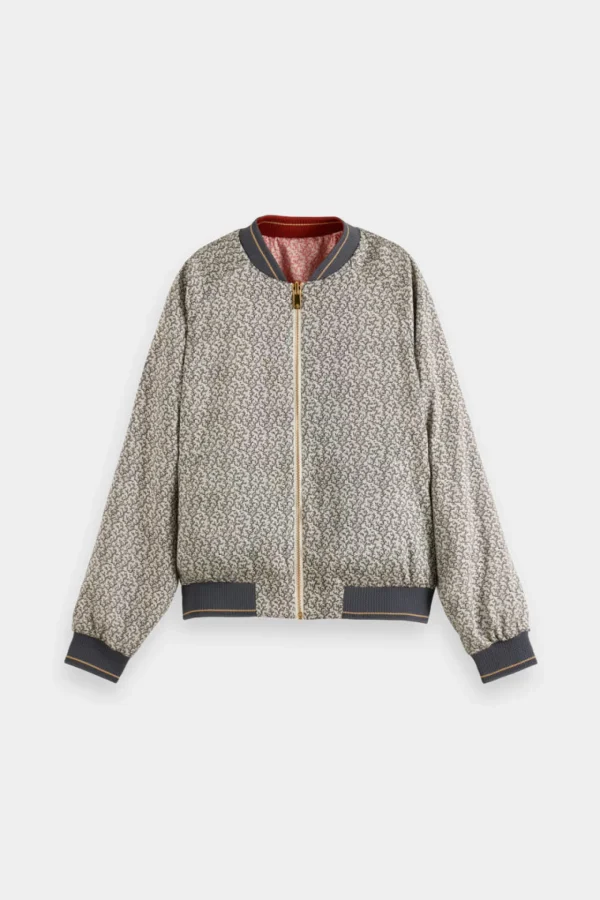 Coats & Jackets-SCOTCH & SODA PRINTED REVERSIBLE BOMBER JACKET CORAL