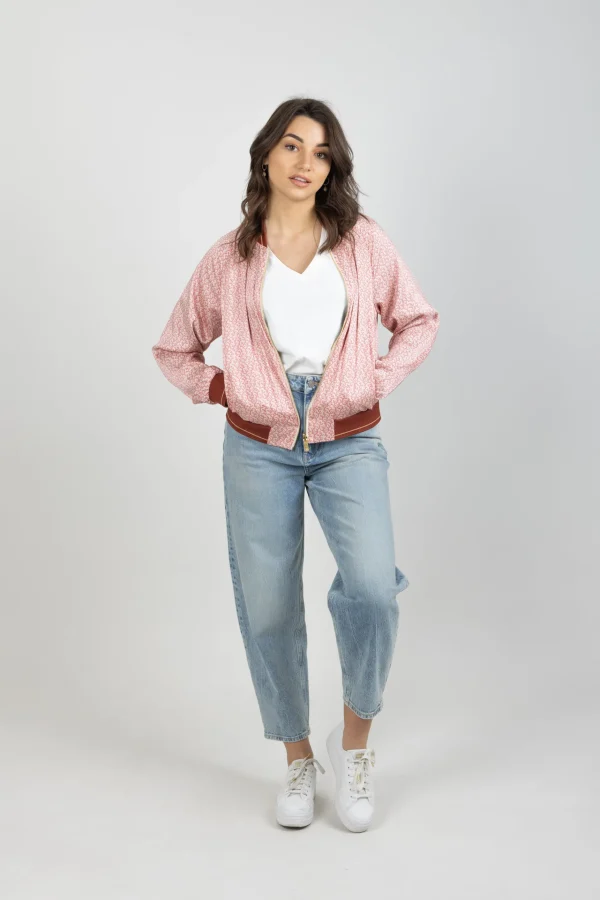 Coats & Jackets-SCOTCH & SODA PRINTED REVERSIBLE BOMBER JACKET CORAL
