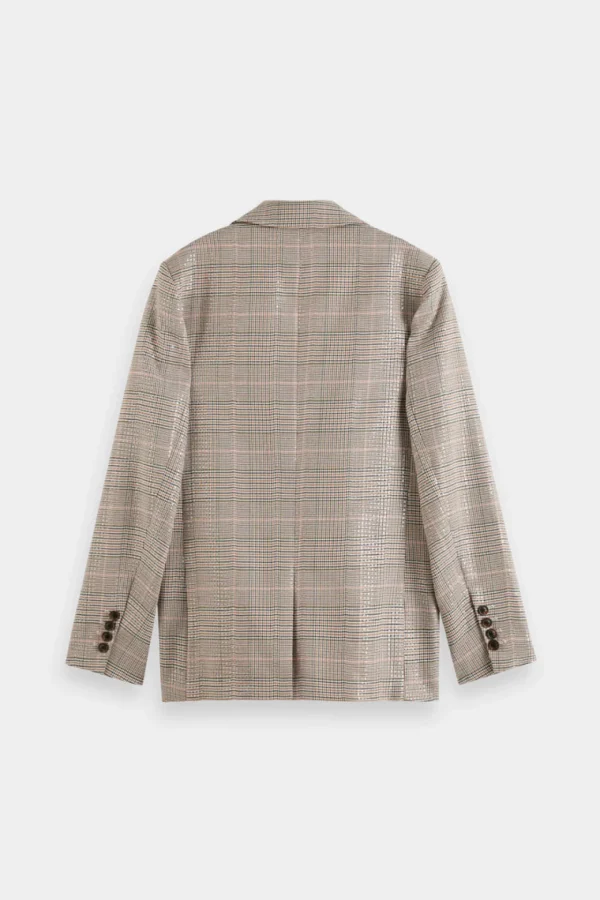 Coats & Jackets-SCOTCH & SODA SEQUIN PRNCE OF WALES CHECK BOYFRIEND SINGLE BREASTED BLAZER