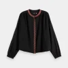 Shirts & Tops-SCOTCH & SODA TAPED BLOUSE EVENING BLACK