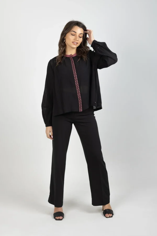 Shirts & Tops-SCOTCH & SODA TAPED BLOUSE EVENING BLACK