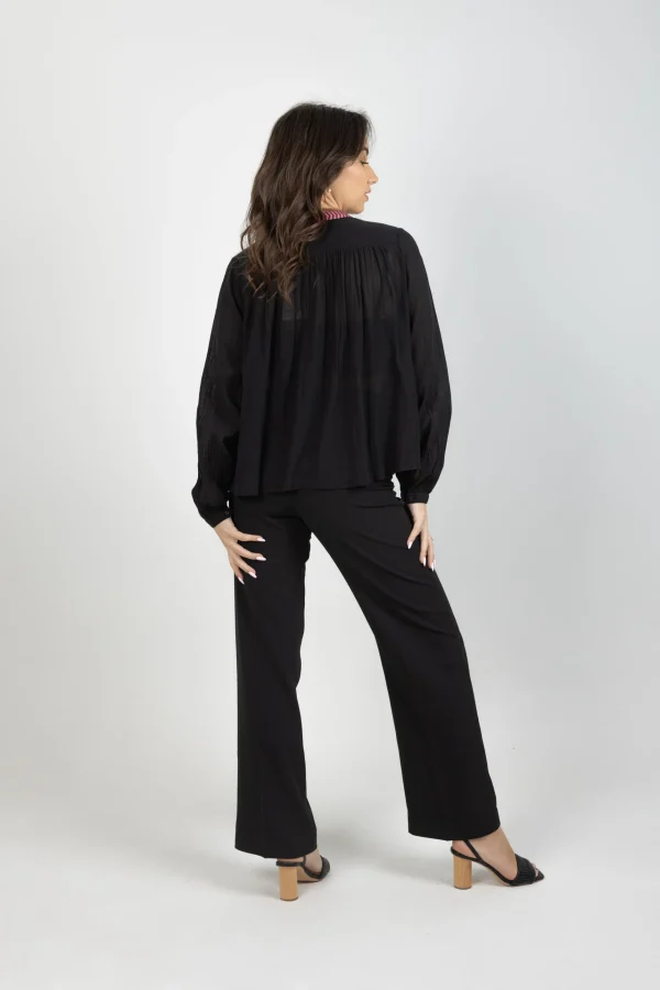 Shirts & Tops-SCOTCH & SODA TAPED BLOUSE EVENING BLACK
