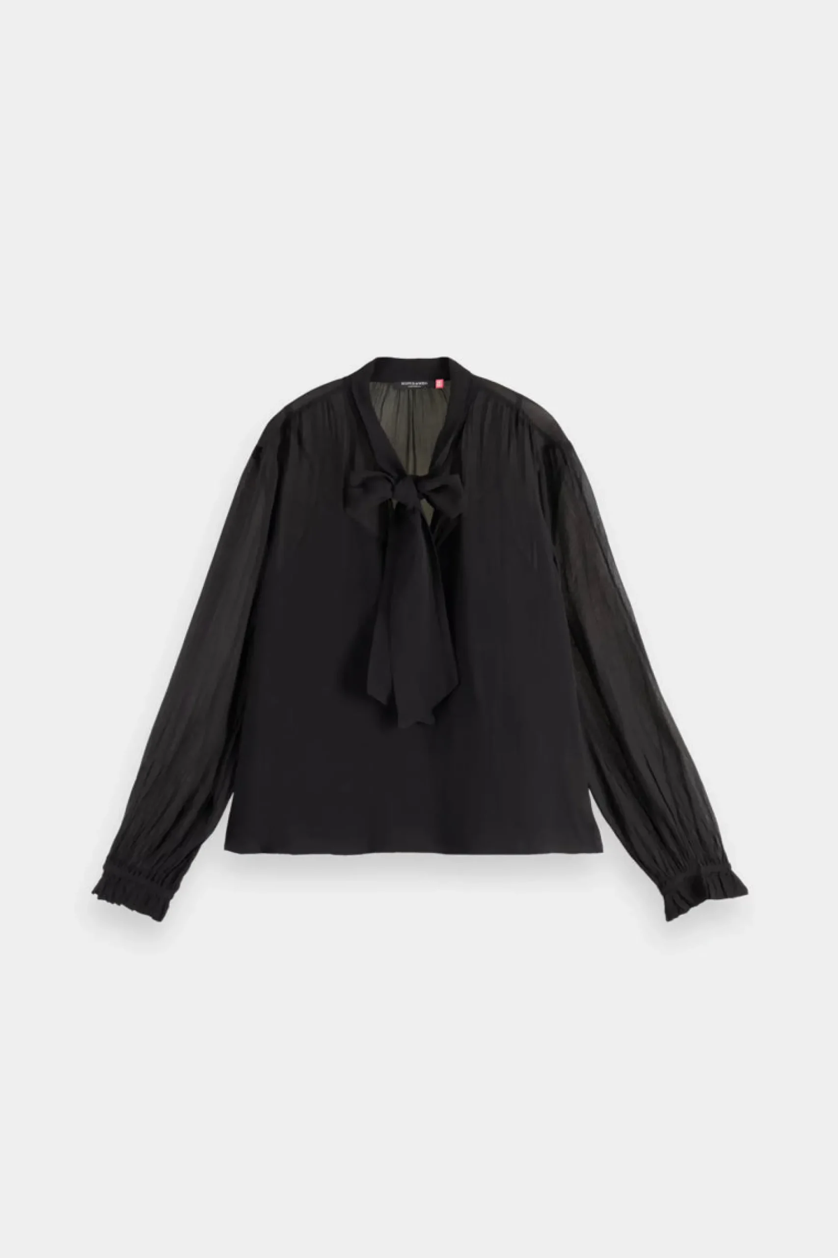 scotch__soda_tie_neck_top_0.webp Shirts & Tops-SCOTCH & SODA TIE NECK TOP EVENING BLACK