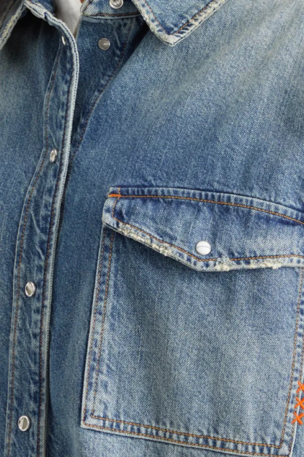 Shirts & Tops-SCOTCH & SODA VINTAGE WASHED DENIM OVERSHIRT FRISCO NIGHTS