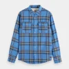 Shirts-SCOTCH & SODA YARN DYED FLANNEL CHECK SHIRT BLUE