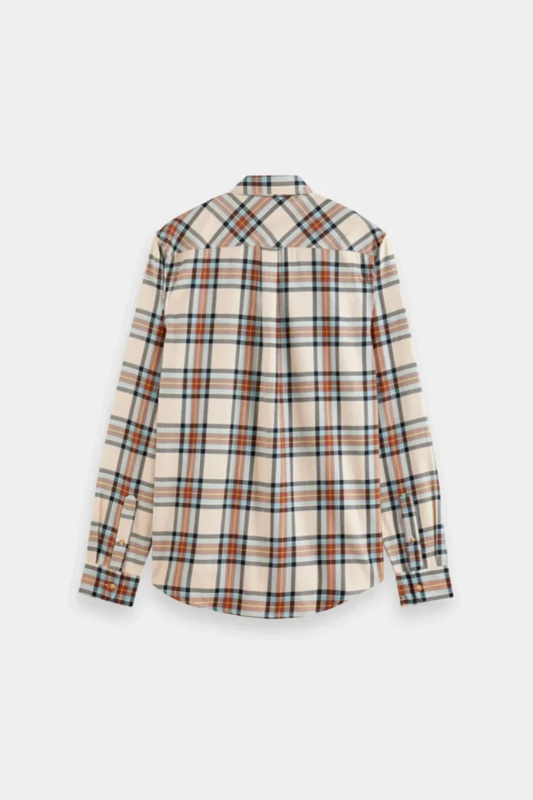 Shirts-SCOTCH & SODA YARN DYED FLANNEL CHECK SHIRT BEIGE