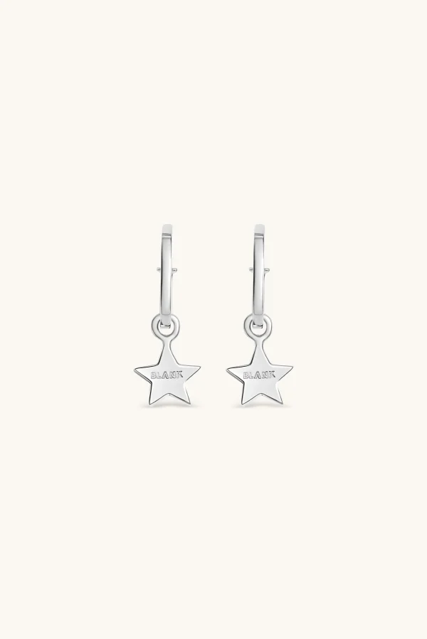 925 Sterling Silver | Jewellery-BLANK SPACE. STAR HOOP EARRINGS